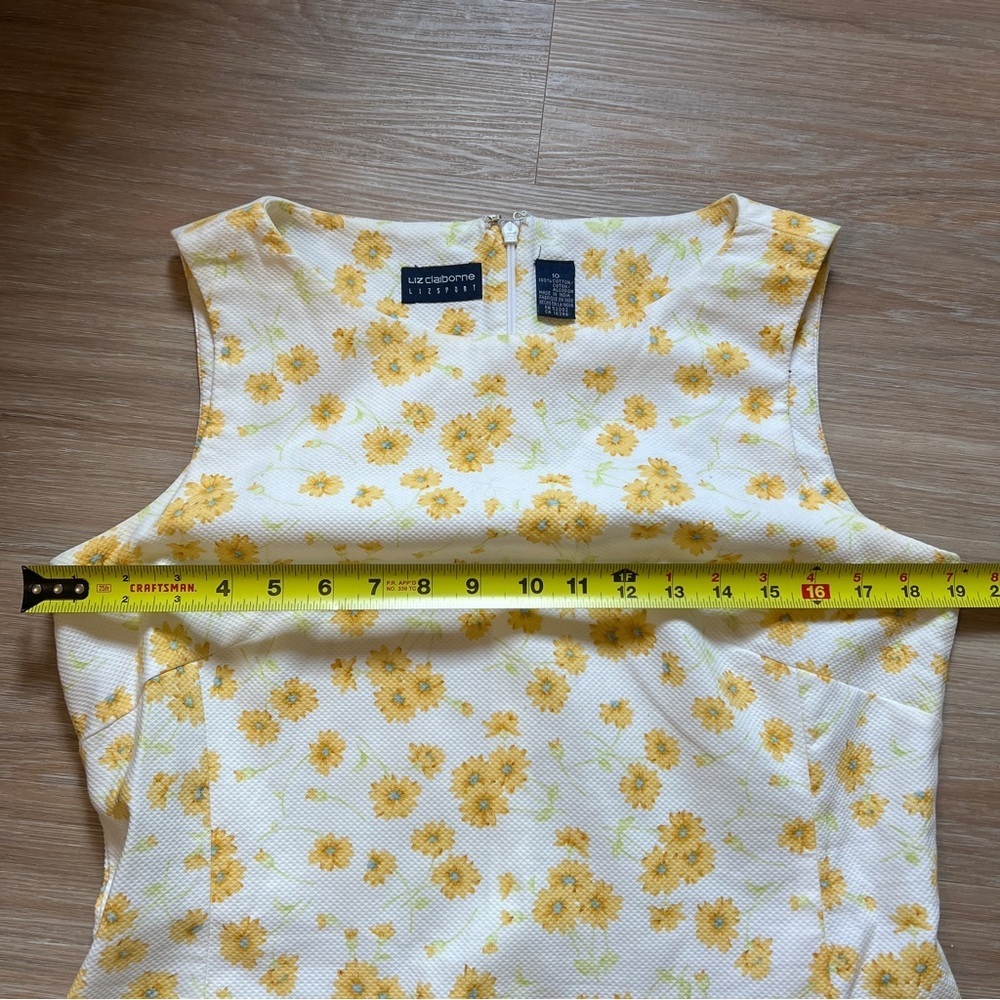 Vintage Liz Claiborne Yellow Floral Sheath Dress Size 10 cotton prairie - Picture 5 of 6